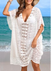Patchwork White V Neck Lace Cover Up | thumb picture 
