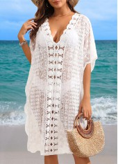 Patchwork White V Neck Lace Cover Up | thumb picture 