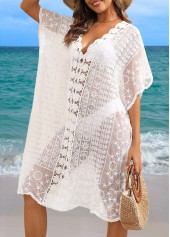 Patchwork White V Neck Lace Cover Up | thumb picture 