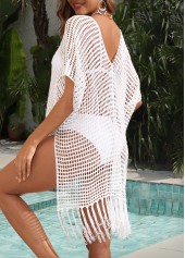 Tassel White V Neck Cover Up | thumb picture 