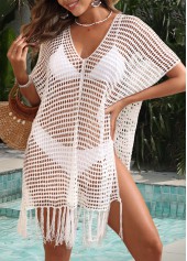Tassel White V Neck Cover Up | thumb picture 