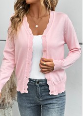 Pink Tummy Coverage Long Sleeve V Neck Light Cardigan | thumb picture 