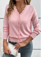Pink Tummy Coverage Long Sleeve V Neck Light Cardigan | thumb picture 