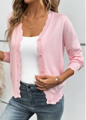Pink Tummy Coverage Long Sleeve V Neck Light Cardigan | thumb picture 