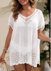 Split White V Neck Cover Up