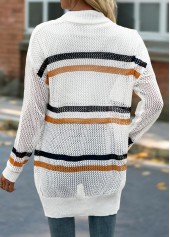 White Long Striped Drop Sleeve Cardigan | thumb picture 