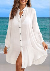 White Long Sleeve Button Cover Up | thumb picture 