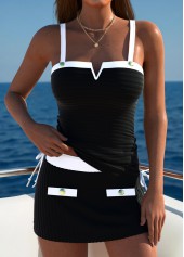 Mid Waisted Black Bandeau Tankini Set | thumb picture 