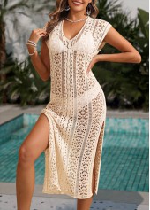 Beige V Neck Split Cover Up | thumb picture 