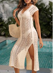 Beige V Neck Split Cover Up | thumb picture 