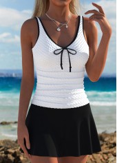 Mid Waisted White V-Neck Tankini Set | thumb picture 