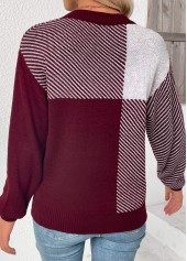 Deep Red Tummy Coverage Striped Long Sleeve Sweater | thumb picture 