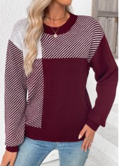 Deep Red Tummy Coverage Striped Long Sleeve Sweater | thumb picture 