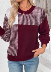 Deep Red Tummy Coverage Striped Long Sleeve Sweater | thumb picture 