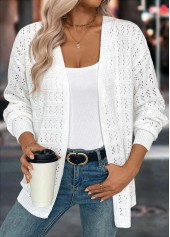 White Tummy Coverage Long Sleeve Light Cardigan