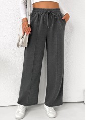 Dark Grey Marl Pocket Straight Leg Elastic Waist Pants | thumb picture 