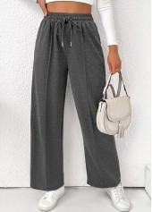 Dark Grey Marl Pocket Straight Leg Elastic Waist Pants | thumb picture 