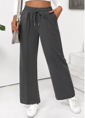 Dark Grey Marl Pocket Straight Leg Elastic Waist Pants | thumb picture 