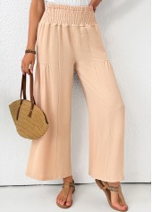 Light Coffee Wide Leg Elastic Waist High Waisted Pants | thumb picture 
