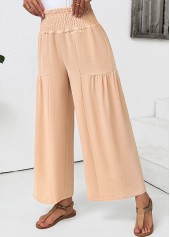 Light Coffee Wide Leg Elastic Waist High Waisted Pants | thumb picture 