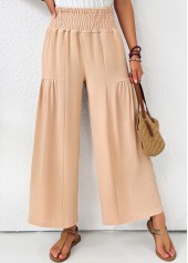 Light Coffee Wide Leg Elastic Waist High Waisted Pants | thumb picture 