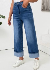 Denim Blue Pocket Wide Leg Button Fly Pants | thumb picture 