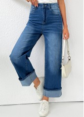 Denim Blue Pocket Wide Leg Button Fly Pants