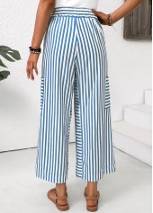 Light Blue Pocket Striped Wide Leg Elastic Waist Pants | thumb picture 