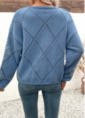Dusty Blue Tummy Coverage Long Sleeve Round Neck Sweater | thumb picture 
