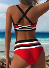 Mid Waisted Striped Red Bikini Set | thumb picture 