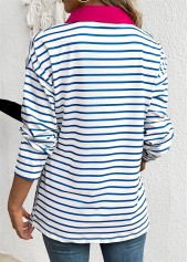 White Striped Long Sleeve Split Neck T Shirt | thumb picture 