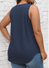 Plus Size Navy Sleeveless V Neck Tank Top
