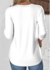 White Long Sleeve V Neck T Shirt | thumb picture 
