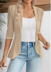 3/4 Sleeve Open Front Light Cardigan