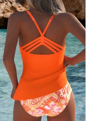 Mid Waisted Paisley Print Orange Tankini Set | thumb picture 