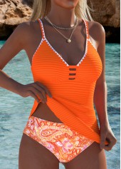 Mid Waisted Paisley Print Orange Tankini Set | thumb picture 