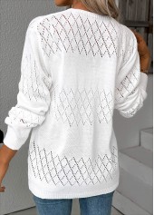 White Tummy Coverage Hollowedout Long Sleeve Cardigan | thumb picture 