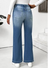 Light Blue Pocket Wide Leg Elastic Waist Pants | thumb picture 
