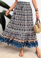 Multi Color Tribal Print A Line Elastic Waist Skirt | thumb picture 