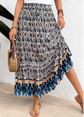Multi Color Tribal Print A Line Elastic Waist Skirt | thumb picture 