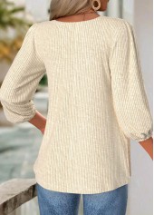 Beige 3/4 Sleeve Split Neck Blouse | thumb picture 