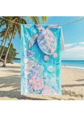 Cyan Marine Life Print Beach Blanket