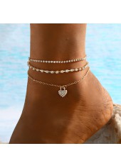 Golden Color Heart Alloy Detail Anklets