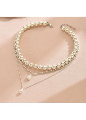 White Beaded Teardrop Plastic Layered Necklace | thumb picture 