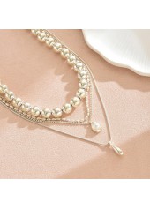 White Beaded Teardrop Plastic Layered Necklace | thumb picture 
