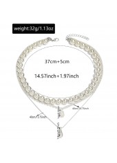 White Beaded Teardrop Plastic Layered Necklace | thumb picture 