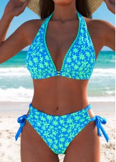 Low Waisted Ditsy Floral Print Blue Bikini Set | thumb picture 