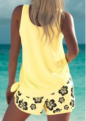 Mid Waisted Floral Print Light Yellow Tankini Set | thumb picture 