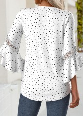 Multi Color Polka Dot 3/4 Sleeve Split Neck Blouse | thumb picture 