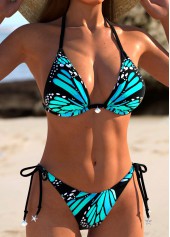 Low Waisted Butterfly Print Blue Bikini Set | thumb picture 